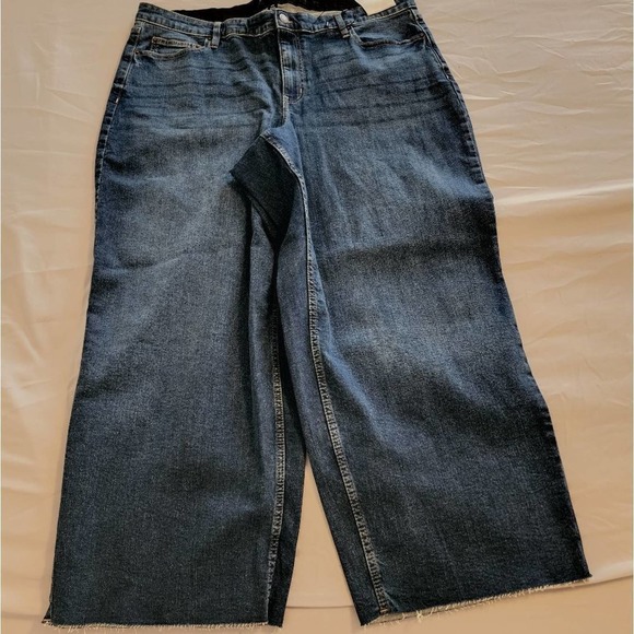 Calvin klein boho high rise wide leg cropped raw released hem jeans plus size 20 - Picture 3 of 13